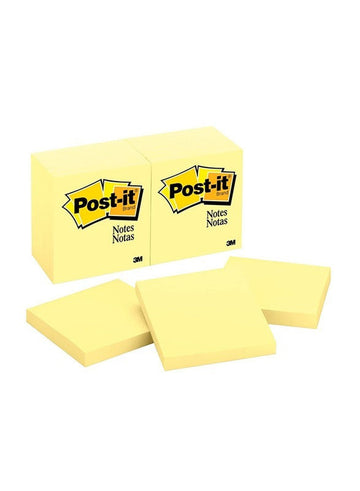 Post-it 654-1 Notes, 18432 Pads/PLT, 3x3, 12 x 100 Sheets, Yellow