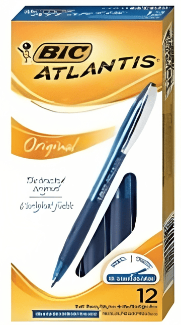 BIC ATLANTIS SOFT BALL PEN MED. BLUE(RETRACTABLE)